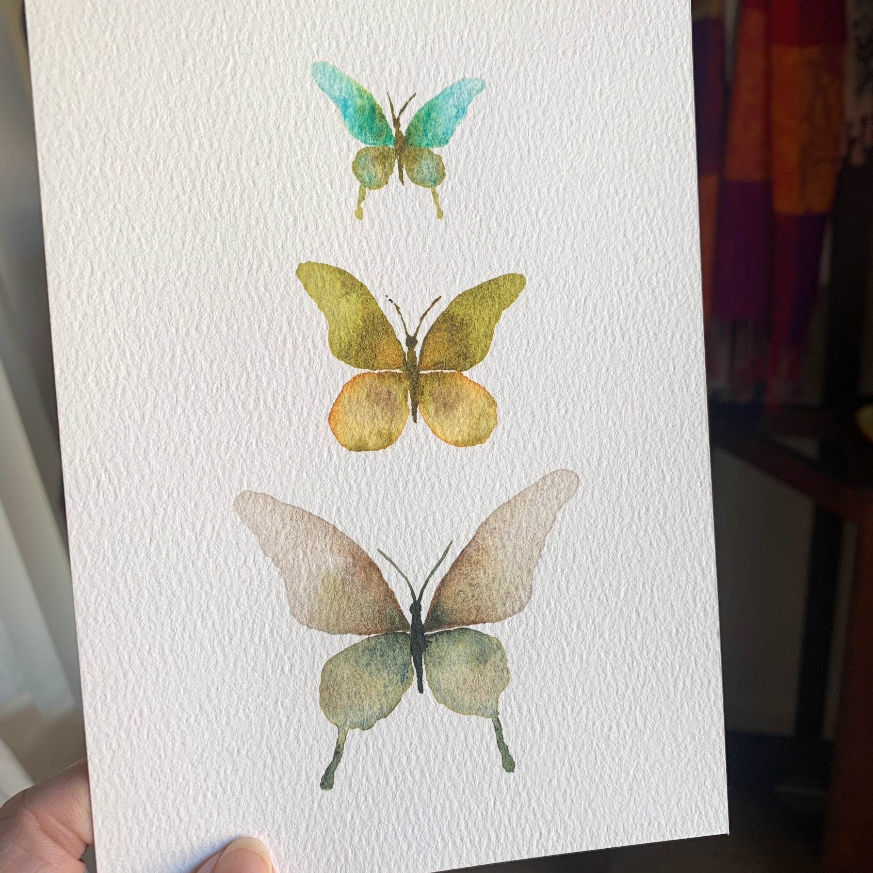 "Butterfly Trio #2" - Original Hand-painted Watercolour Artwork - 5x7"