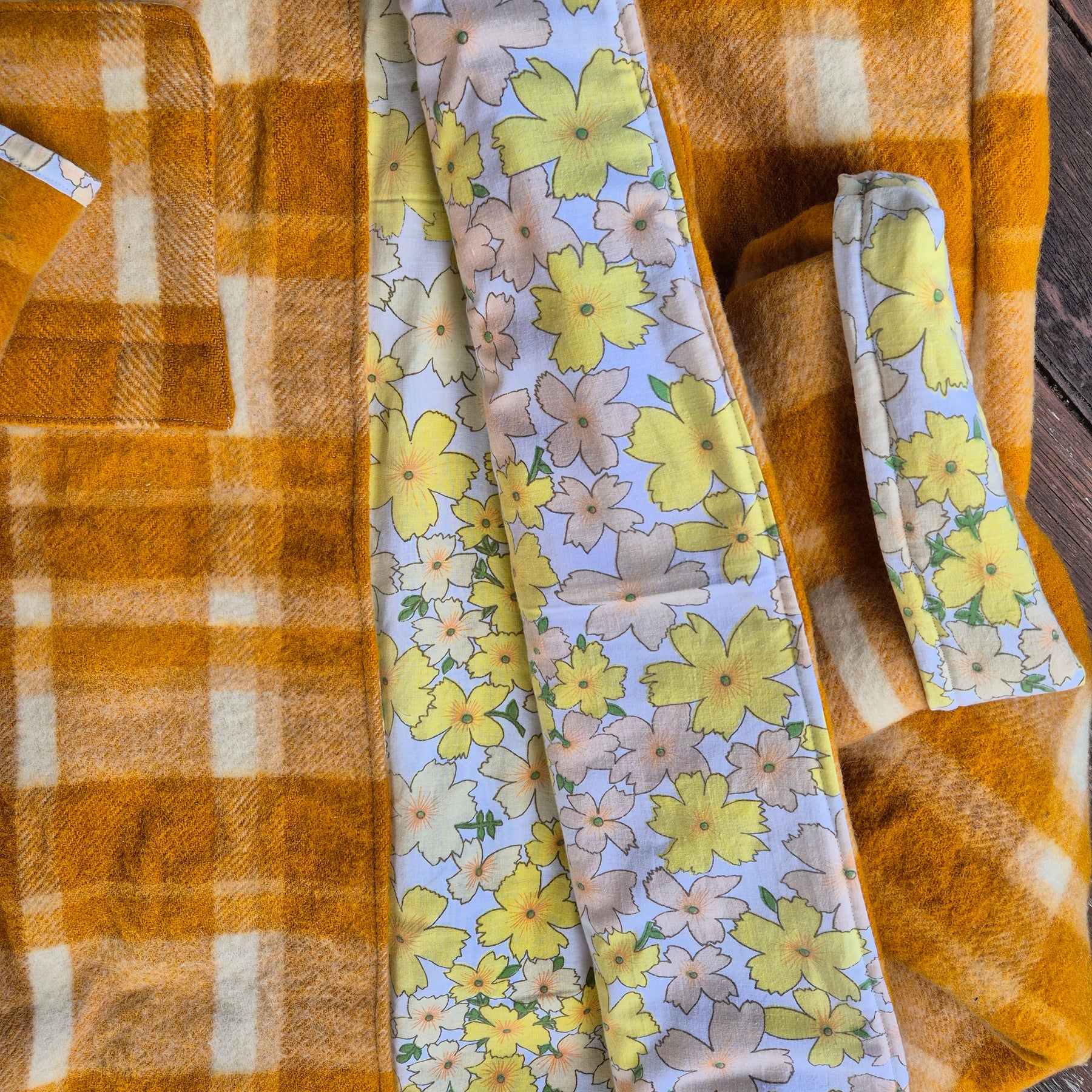 Upcycled woollen blanket jacket size 16