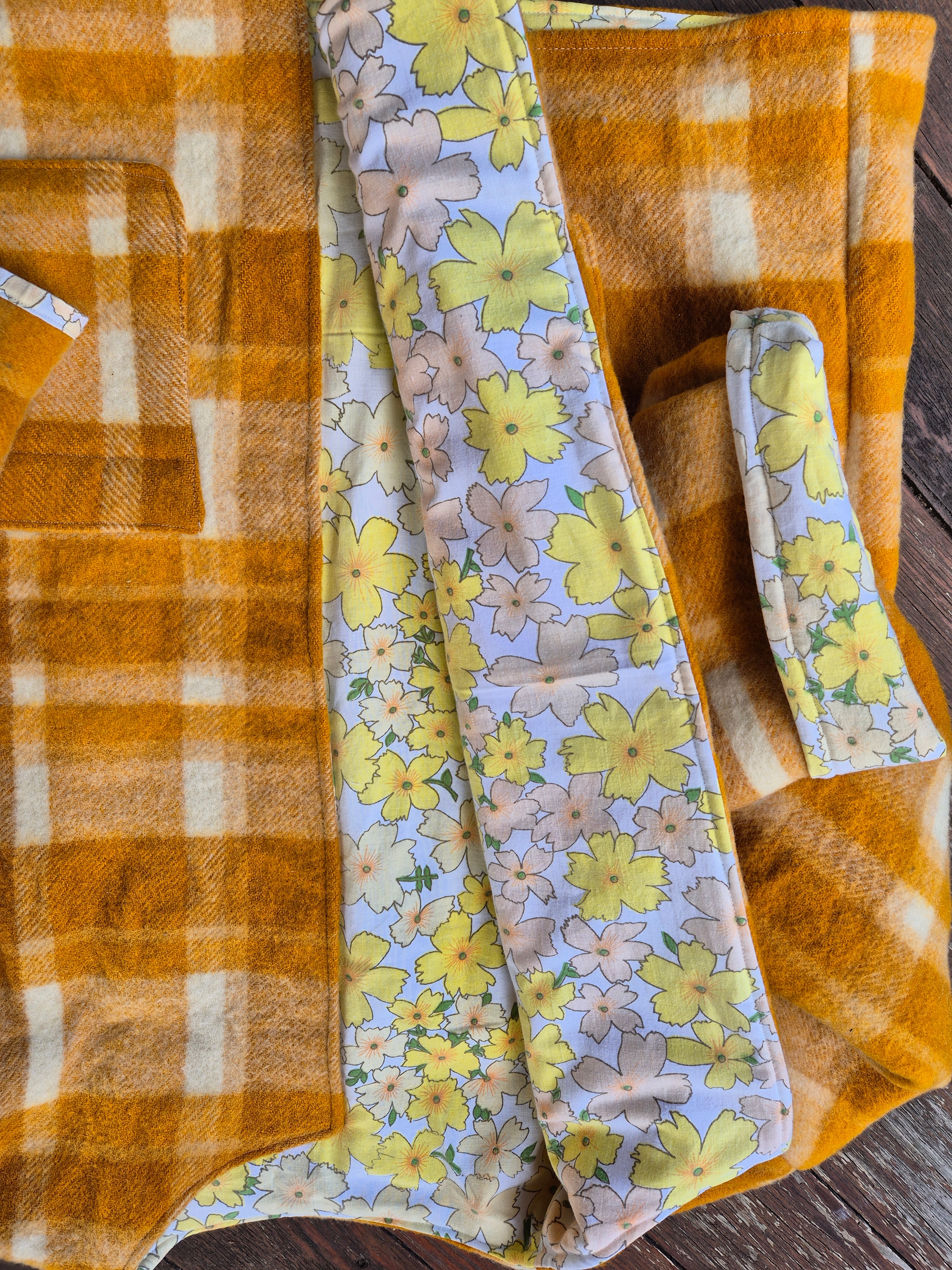 Upcycled woollen blanket jacket size 16