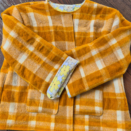 Upcycled woollen blanket jacket size 16