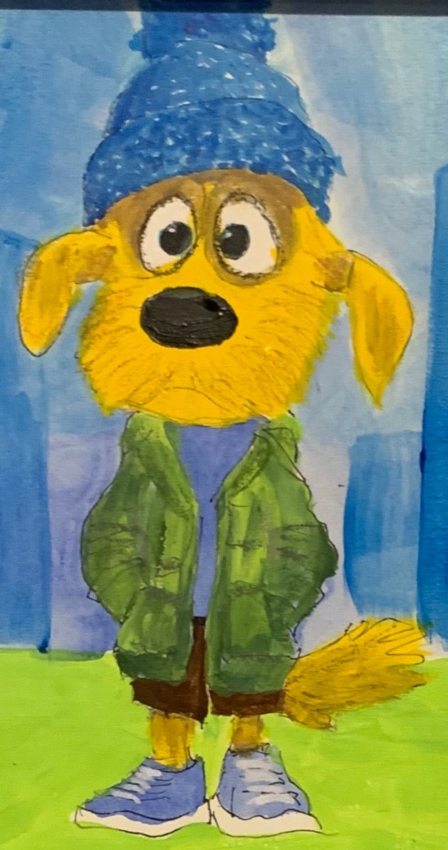 Dog In Beanie-Acrylic Framed Wall Art