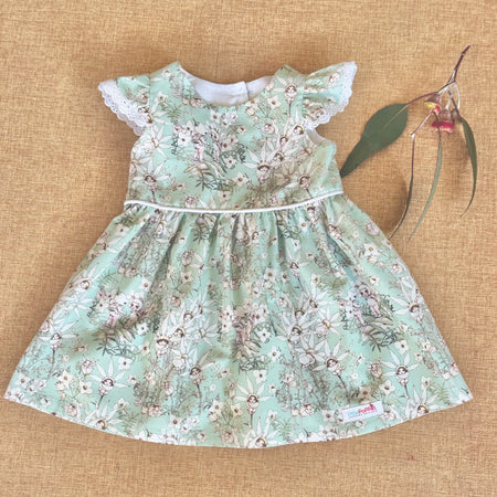 Girl's Dress with Lace Edged Sleeve Ruffles