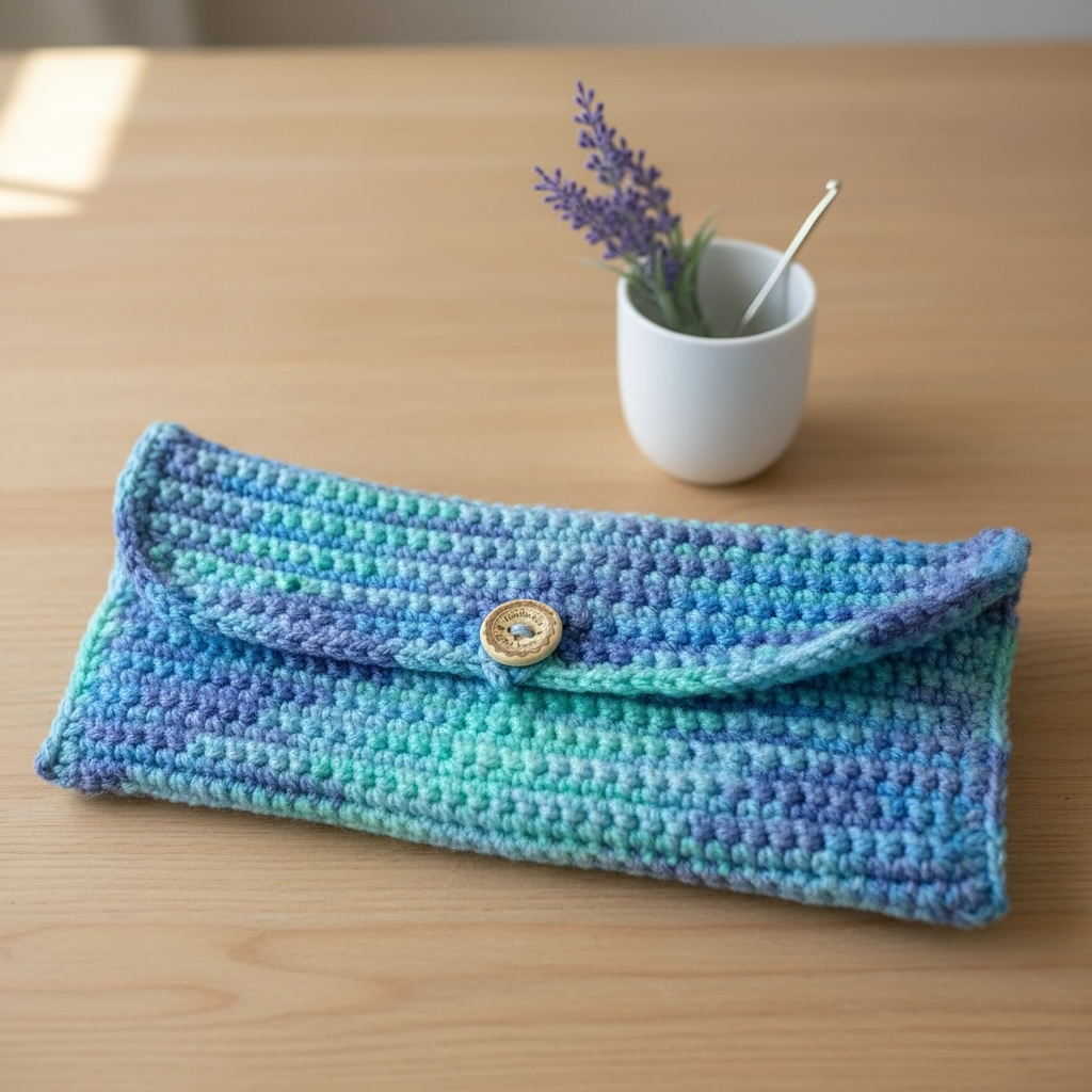 Crochet Pencil Case, Crochet Hook Holder, Handmade Pouch, Paint Brush Holder, Crochet Case, Gift for Crafters
