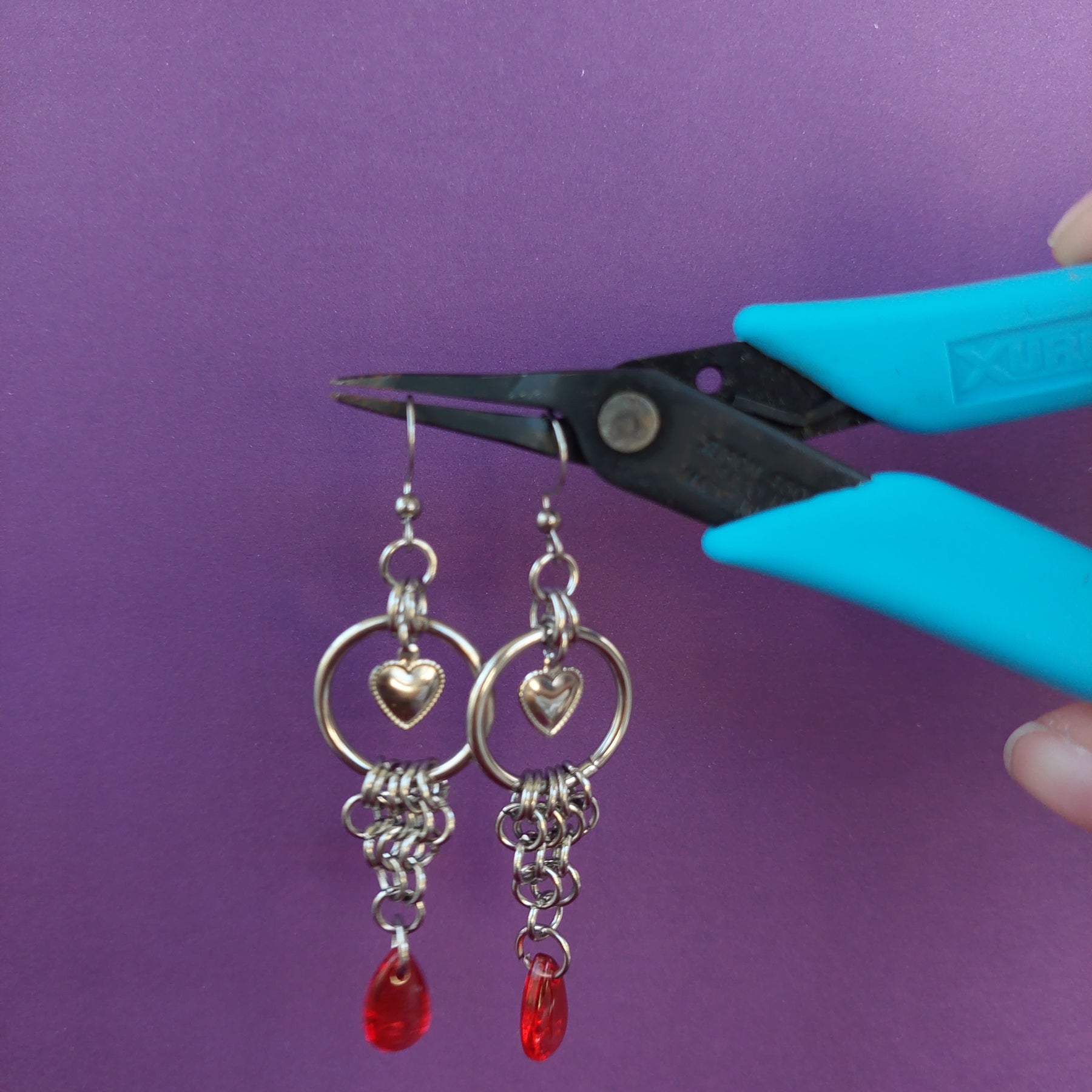 Blood drip chainmaille earrings
