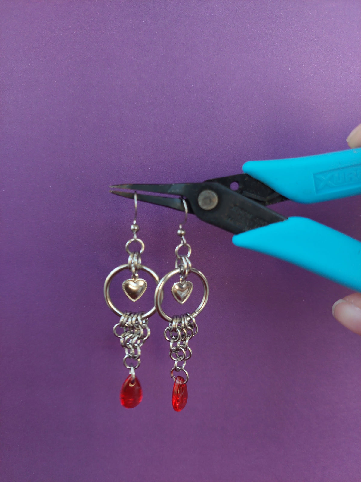 Blood drip chainmaille earrings