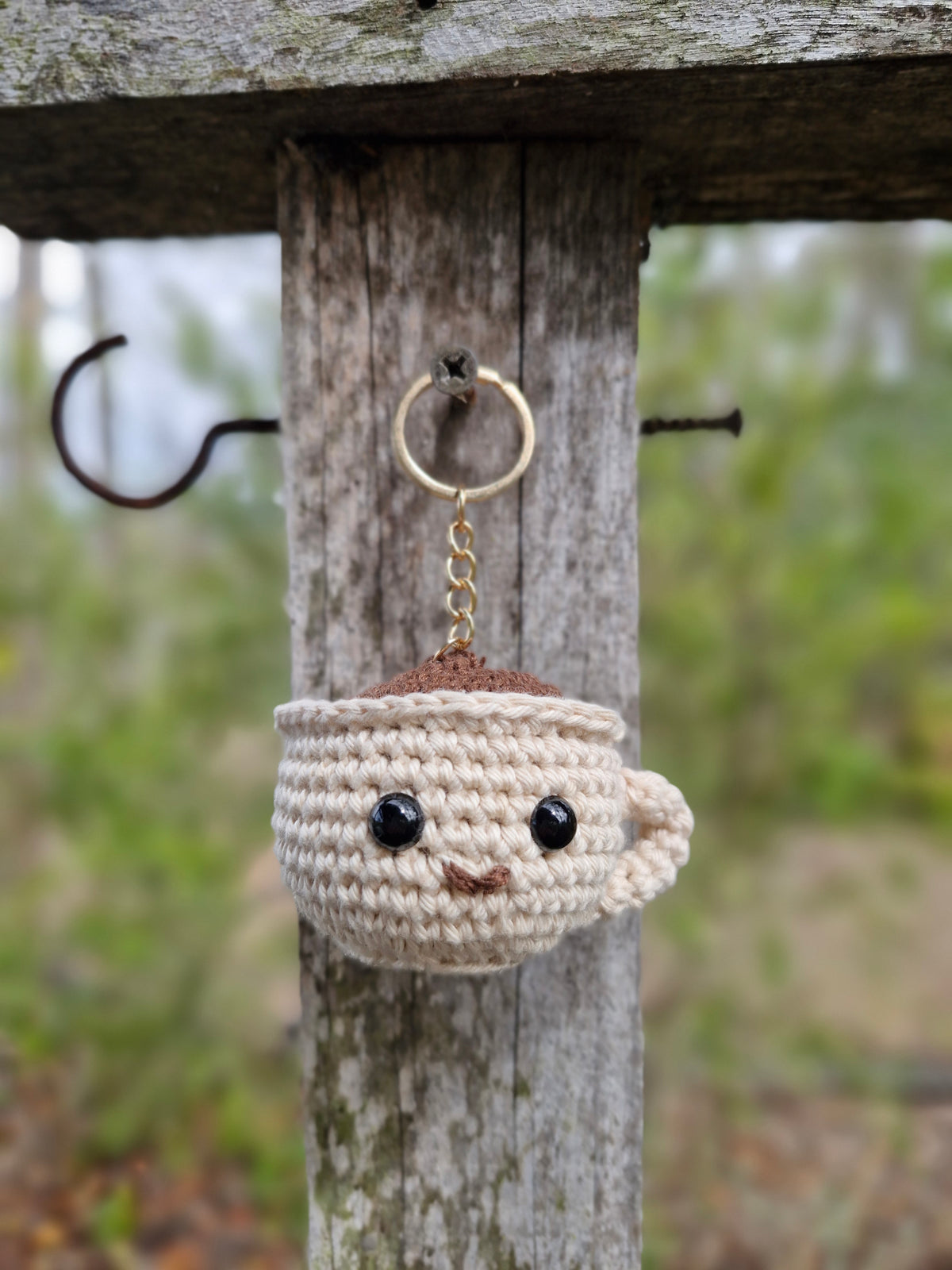 Hand-Crocheted Coffee Cup Keychain!