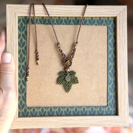 Micro Macrame Maple Leaf Necklace