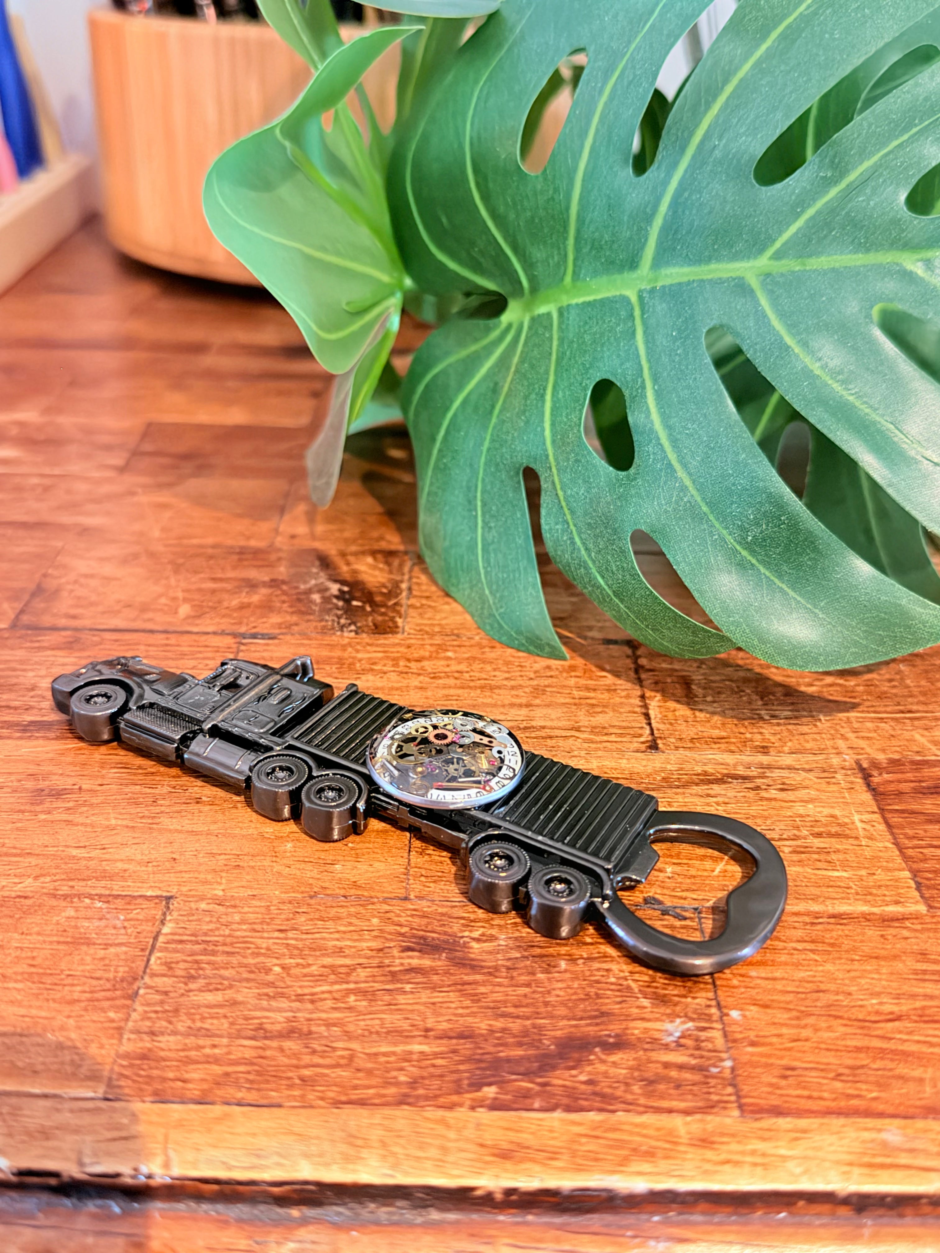 Steampunk watch parts  bottle opener (Truck)