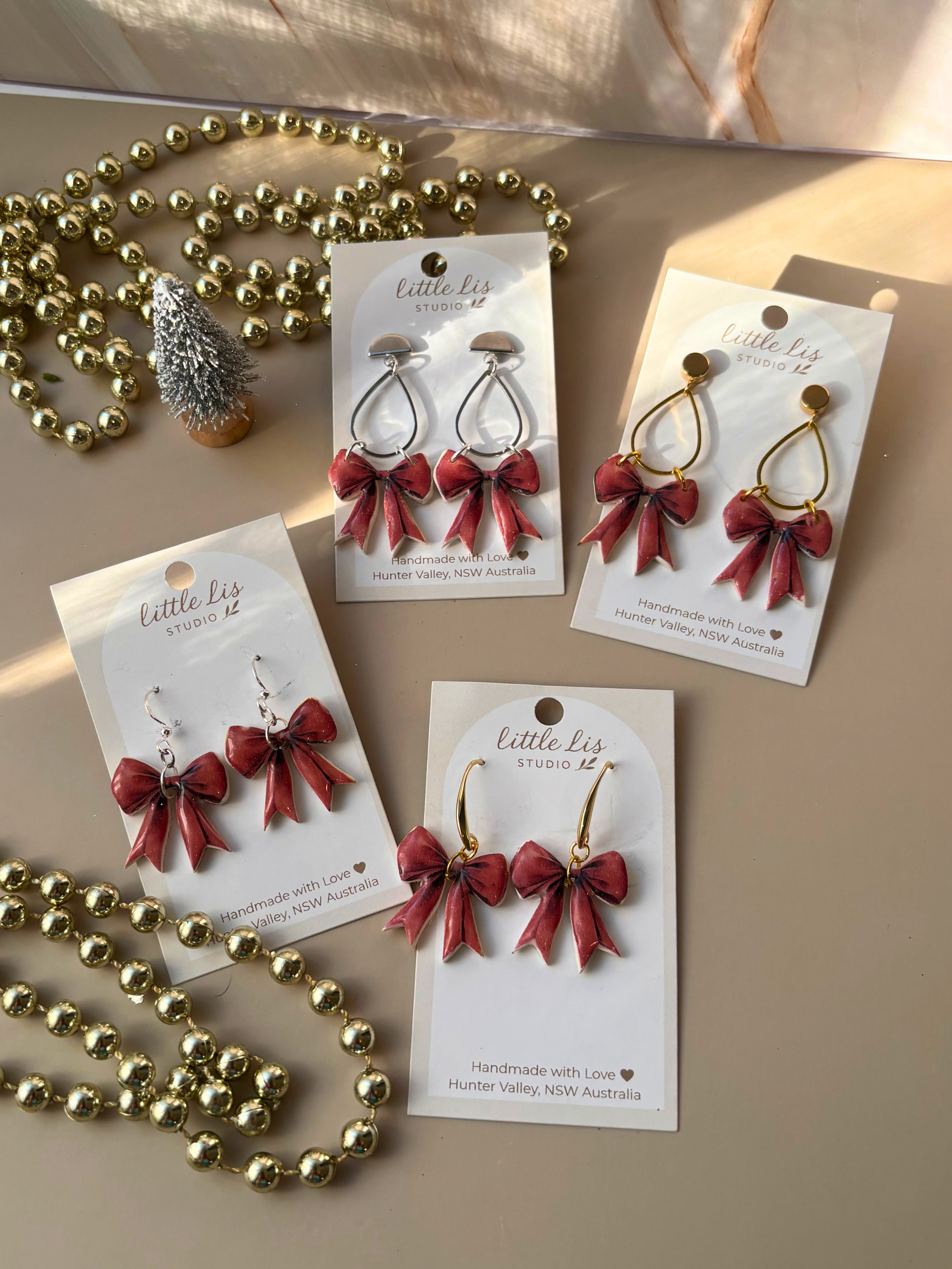 Vintage Christmas Bow Inspired Earrings