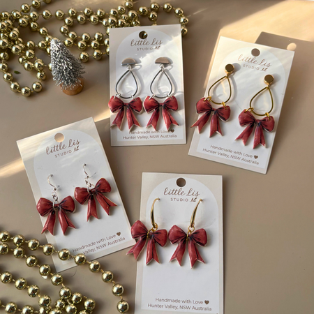 Vintage Christmas Bow Inspired Earrings