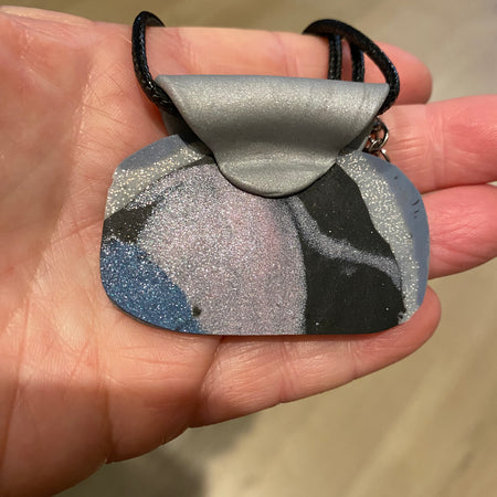 Rectangular Handbag Polymer Clay Pendant- Handmade One of A Kind Pendant