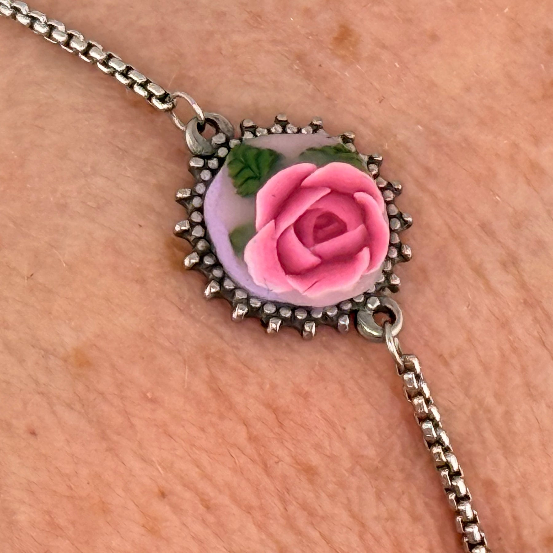 Pink Rose Stainless Steel Adjustable Slider Bracelet