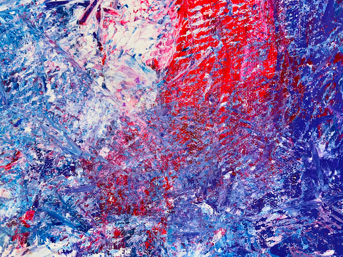 3D Abstract Acrylic Canvas Painting: Colorful Wall Art by Margo Humphries (30.5x30.5cm)