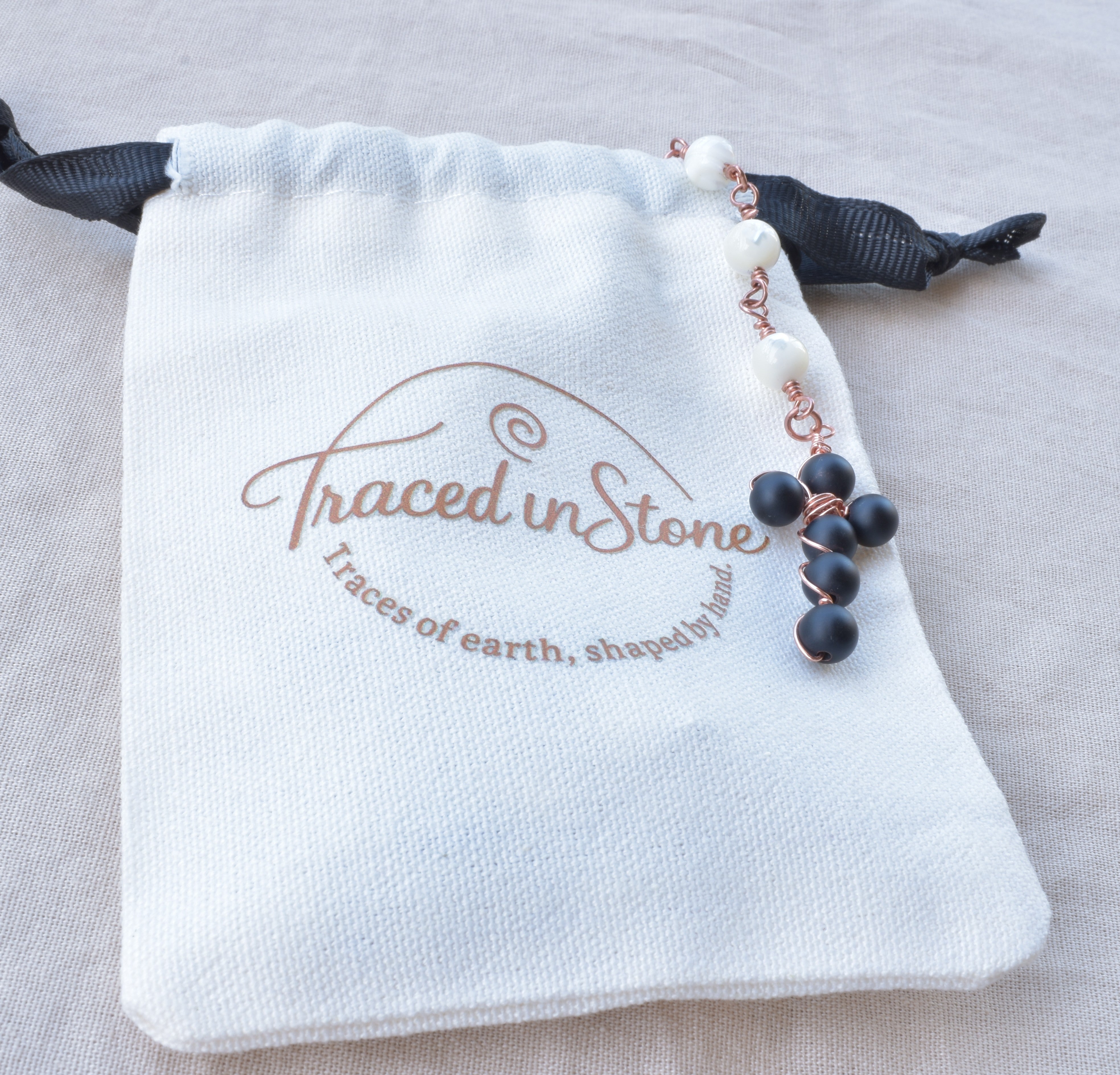 Stillness — Handcrafted Rosary in Mother of Pearl & Onyx