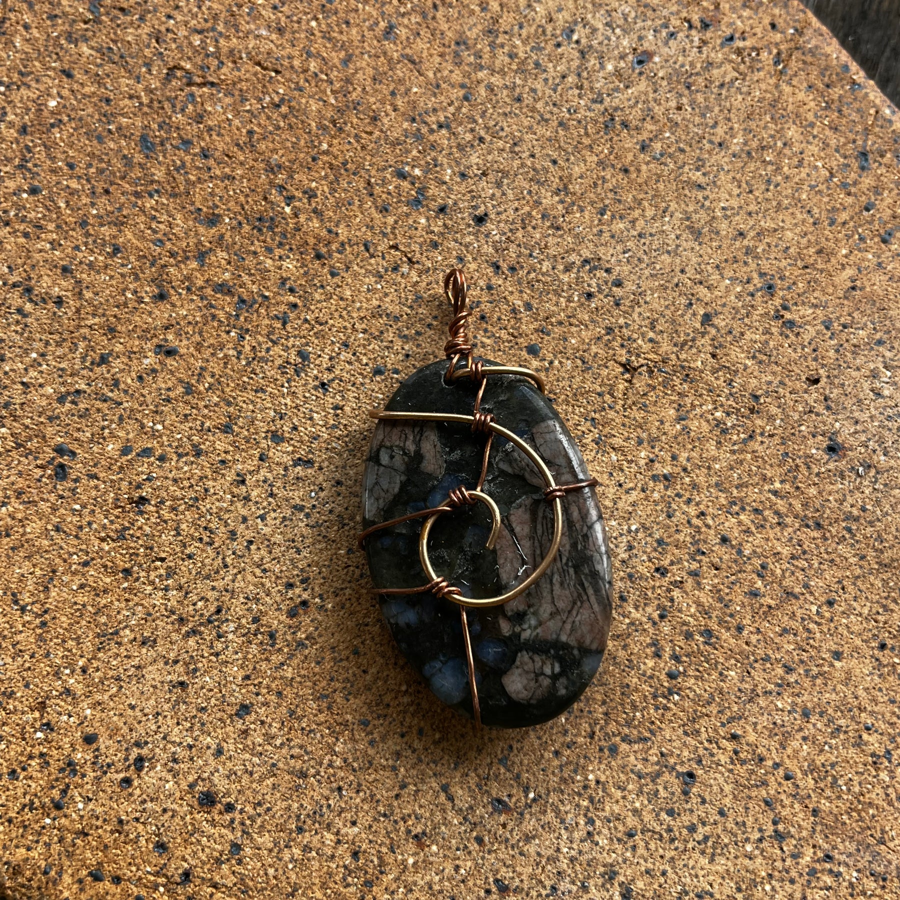 Ocean jasper bronze pendant