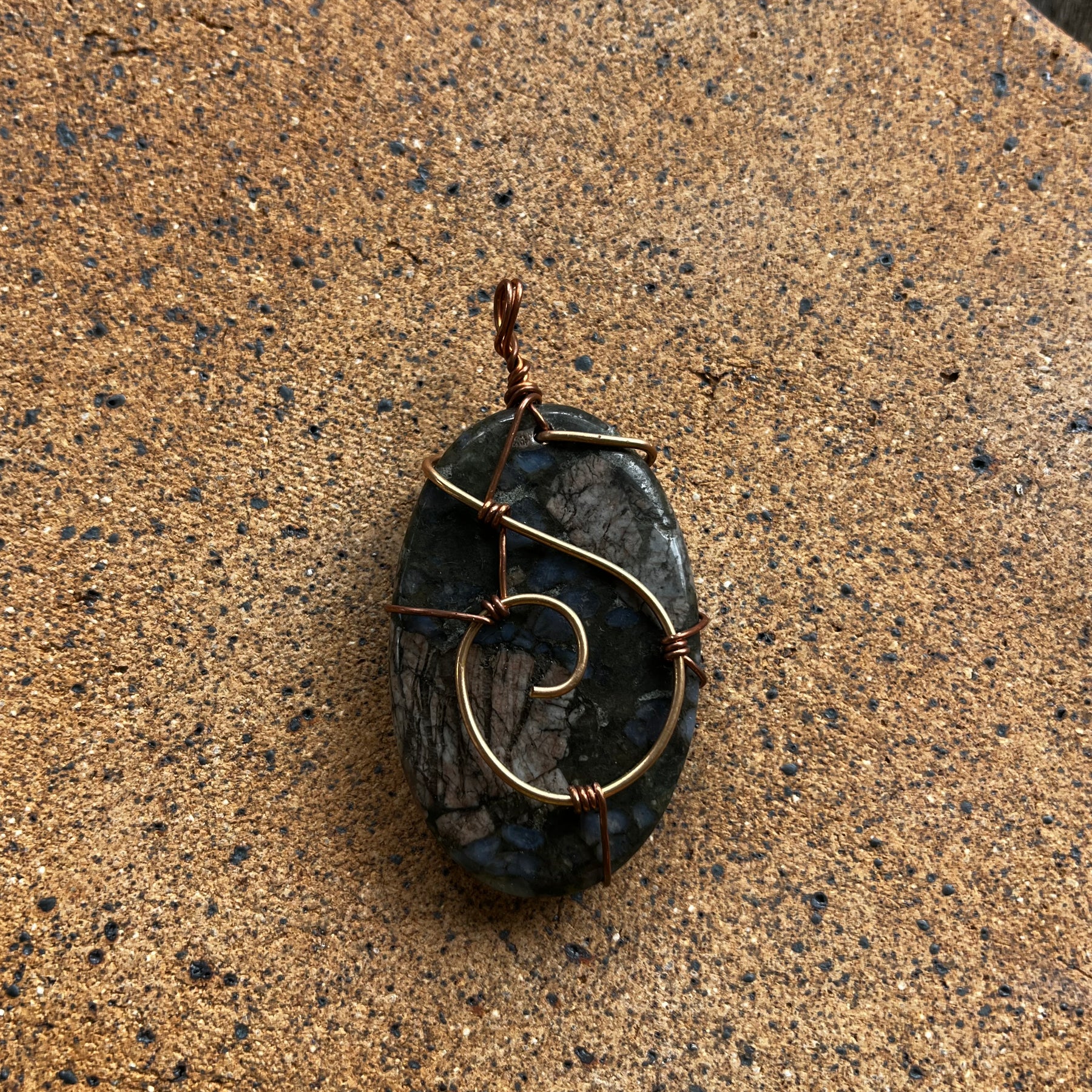 Ocean jasper bronze pendant