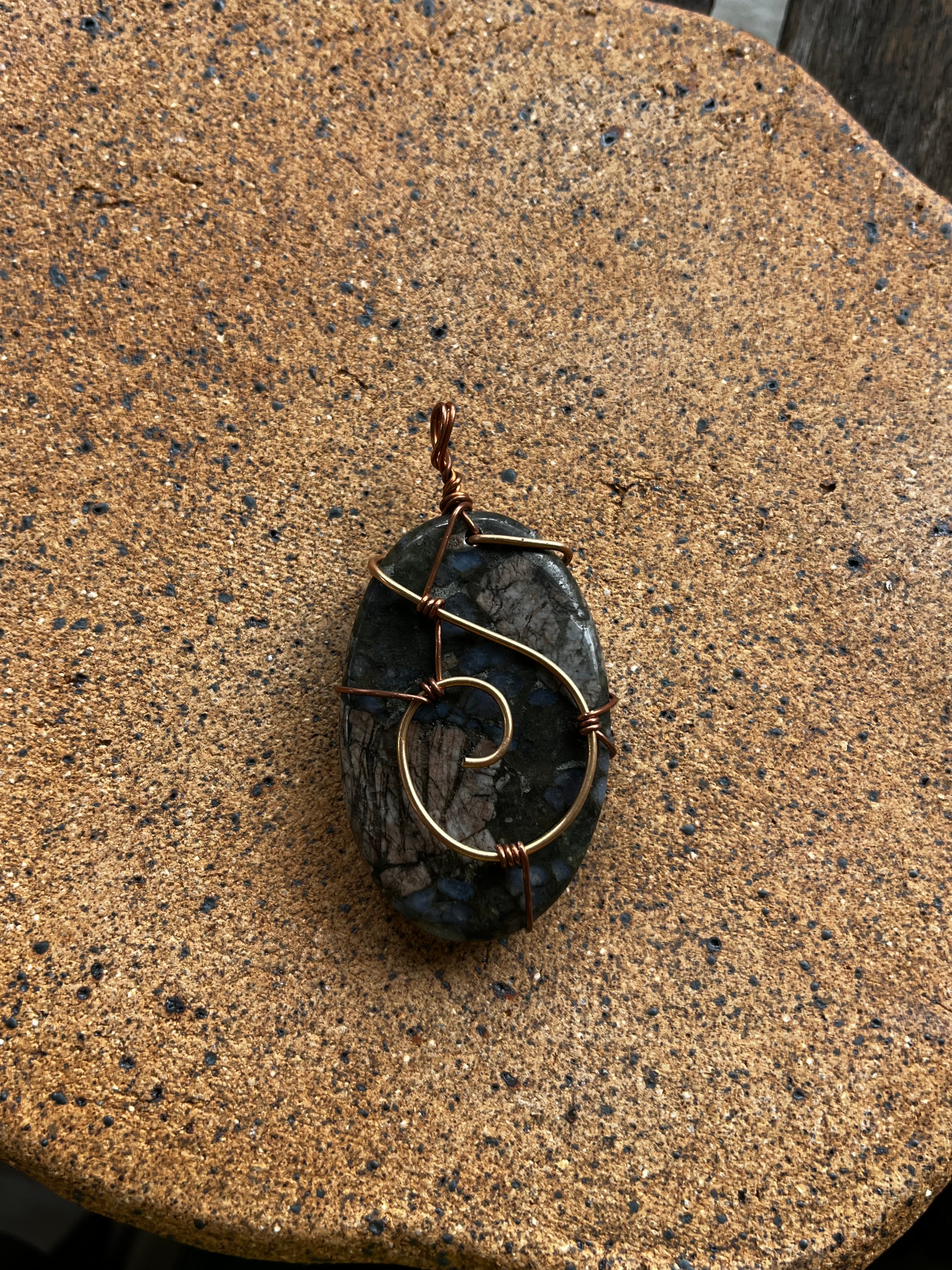 Ocean jasper bronze pendant