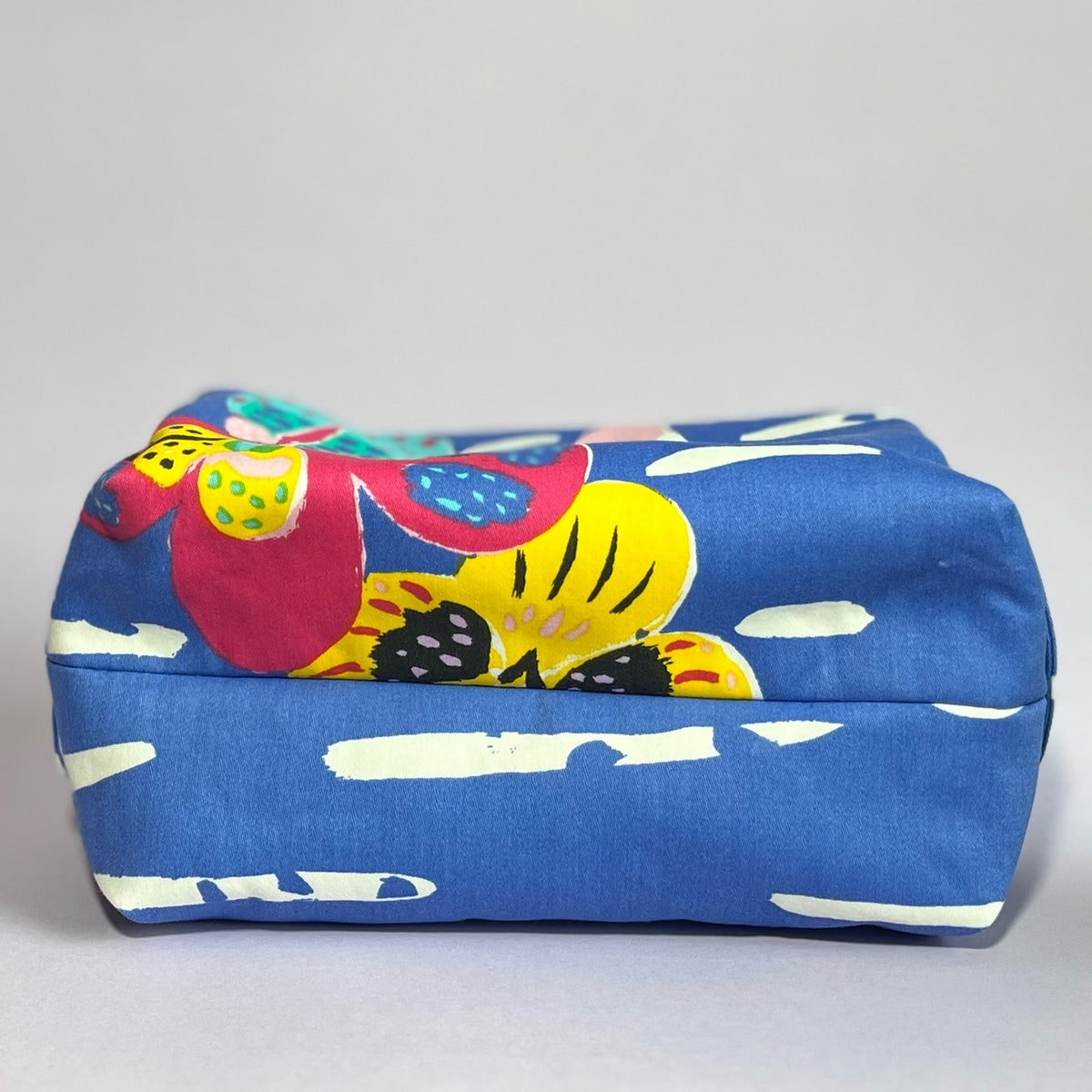 Blue, repurposed vintage fabric box POUCH