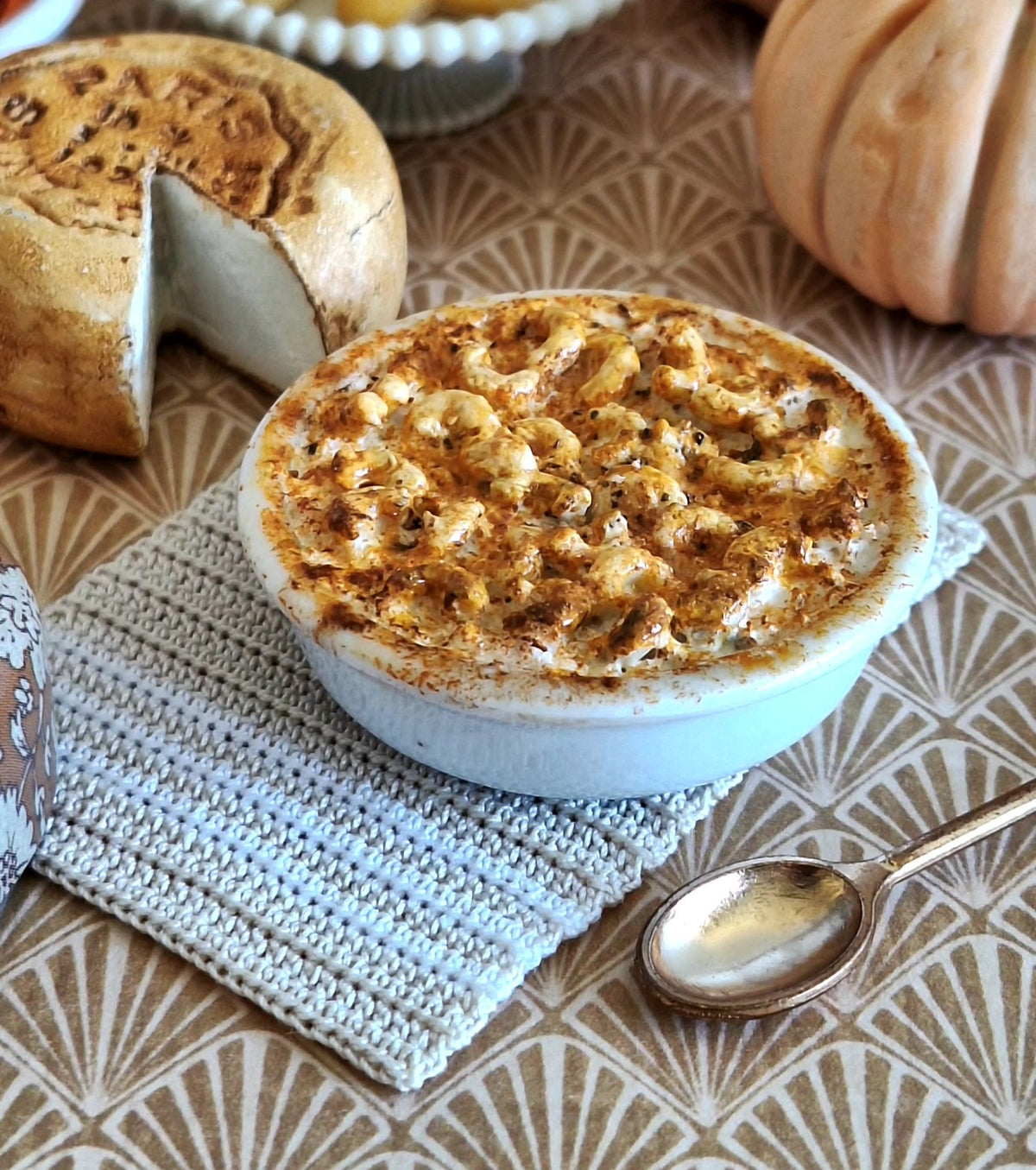 Baked Macaroni and Cheese (with metal serving spoon)