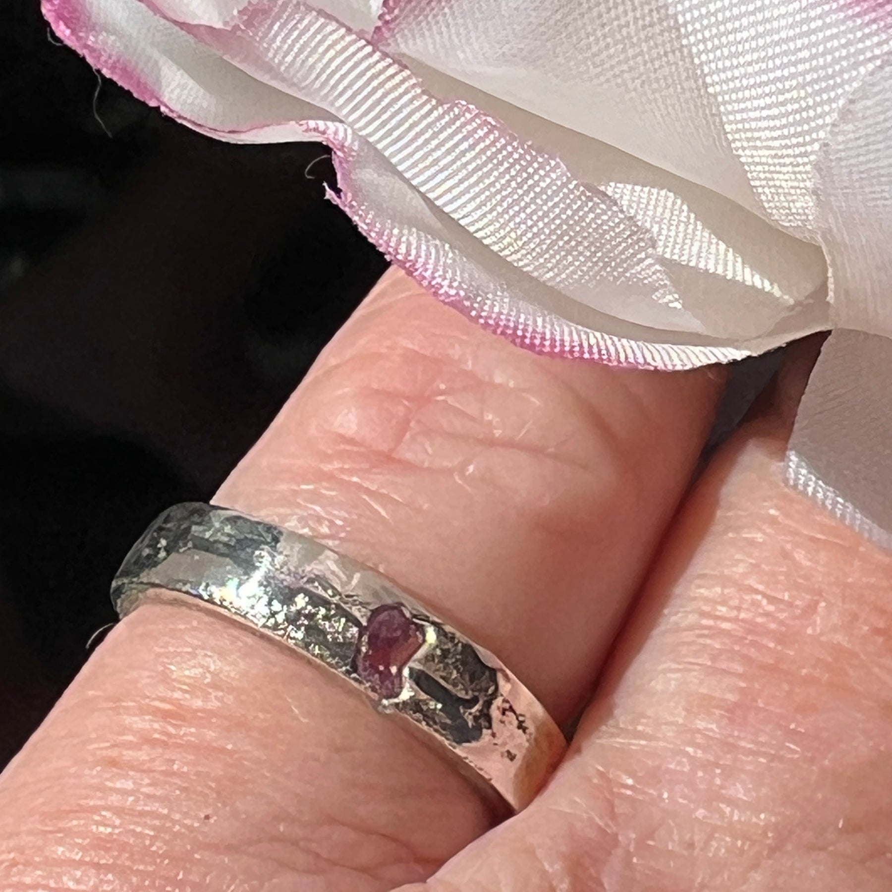 “Tambo Pink”- Sterling Silver ring with sapphire