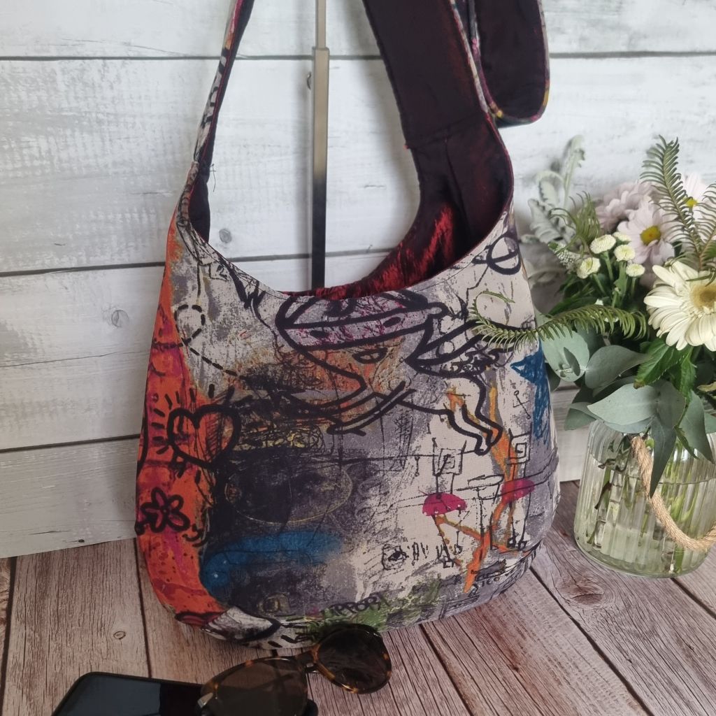 Sadie Jane Upcycled Graffiti Hobo Bag