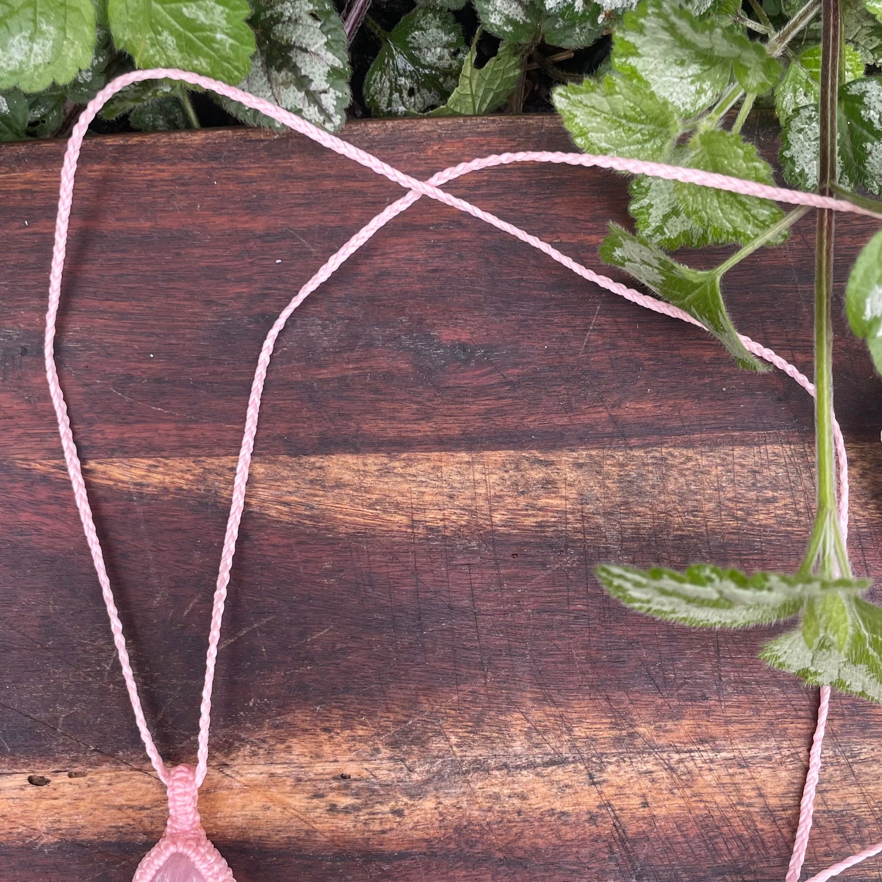 Rose Quartz, Pink gemstone macrame necklace, adjustable