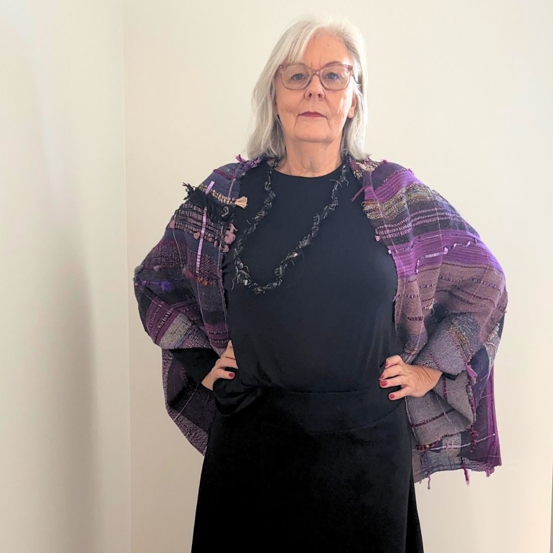 Handwoven Purple Art To Wear Shrug Jacket - One Of A Kind Women's Wrap