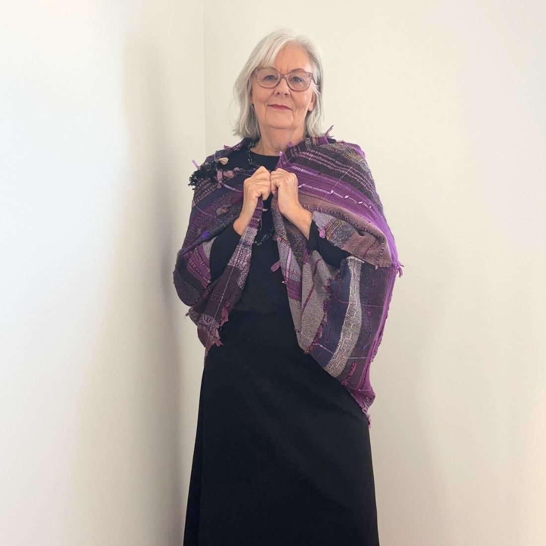 Handwoven Purple Art To Wear Shrug Jacket - One Of A Kind Women's Wrap