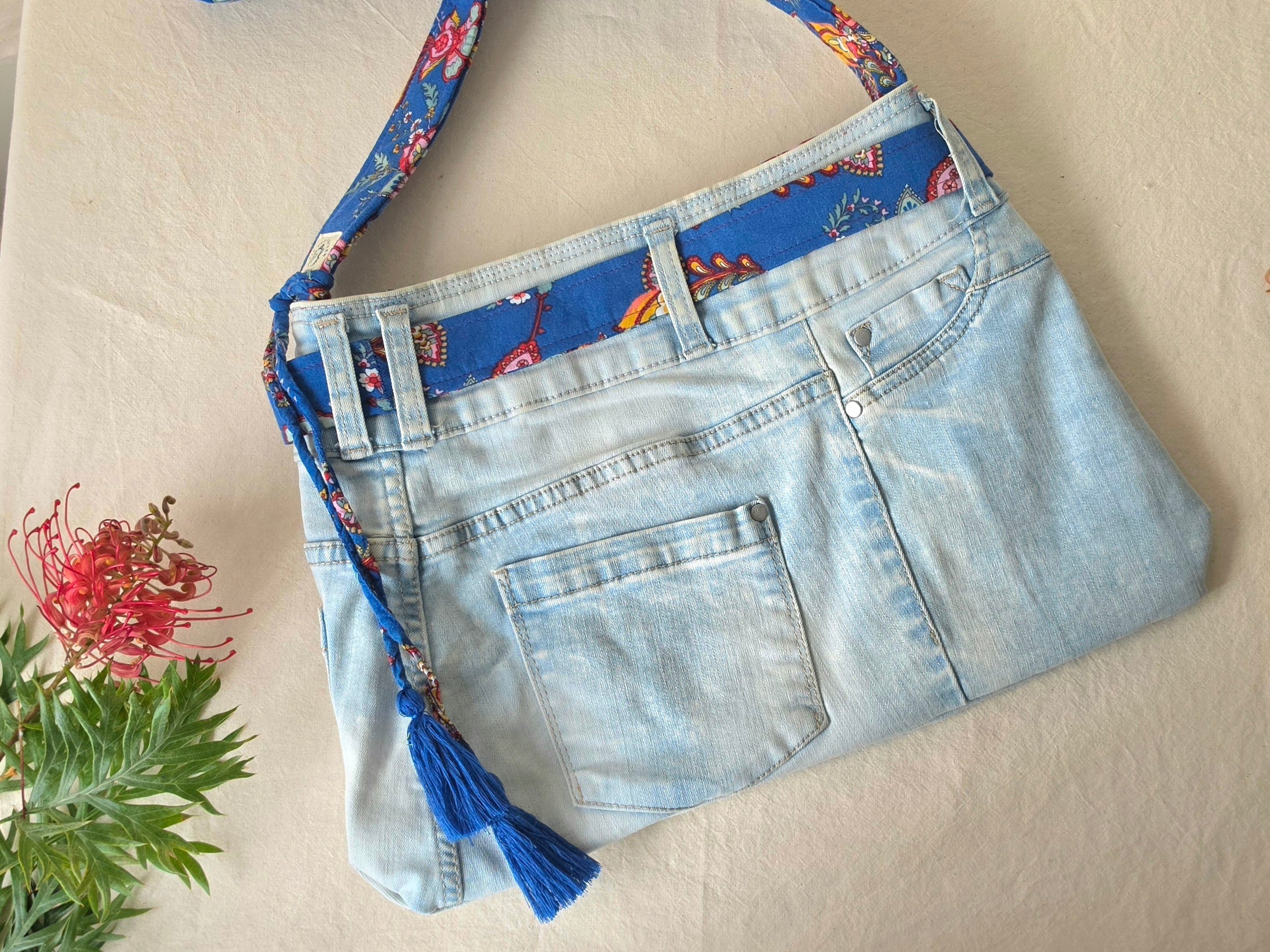 Upcycled Jeans Handbag| Denim & Upcycled Fabrics