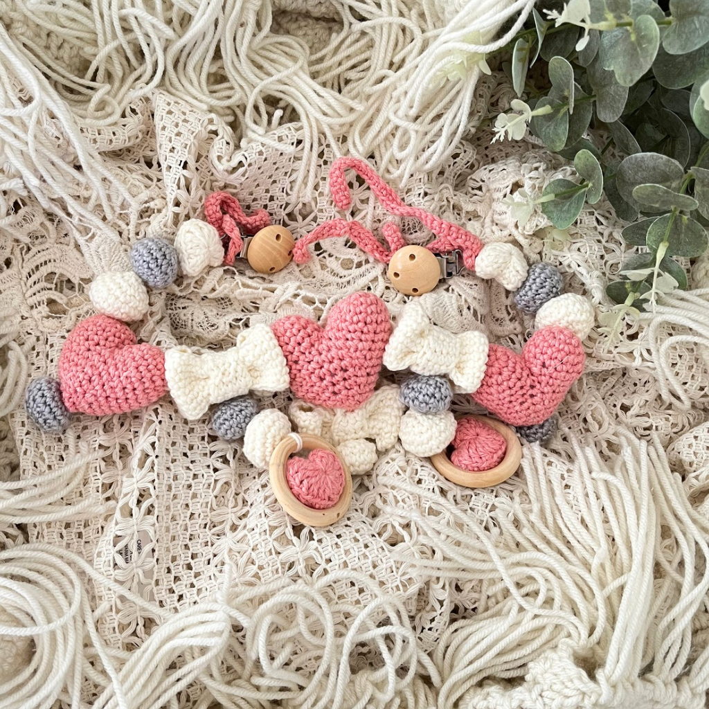 Crochet Pram Stroller Crib Mobile Chain - Cot Decor