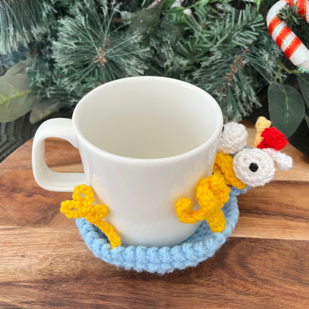 Crochet Donkey Rooster Flip Up Cup Coasters Gift Pack