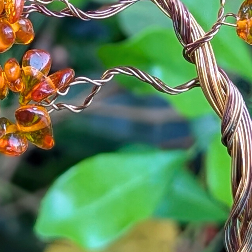 Baltic amber tree suncatcher - Wire art - OOAK design