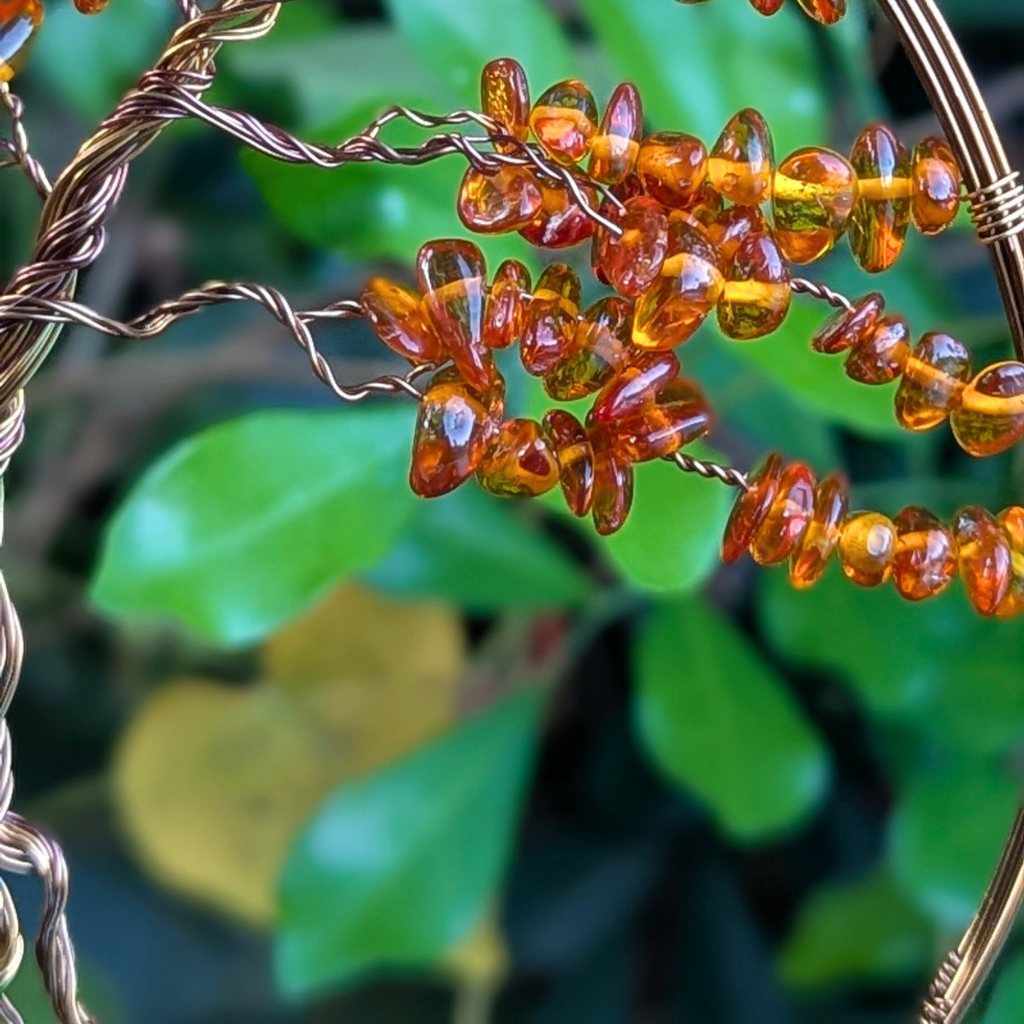 Baltic amber tree suncatcher - Wire art - OOAK design