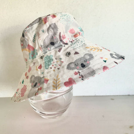 Seconds- Small size wide brim summer hat in koala fabric