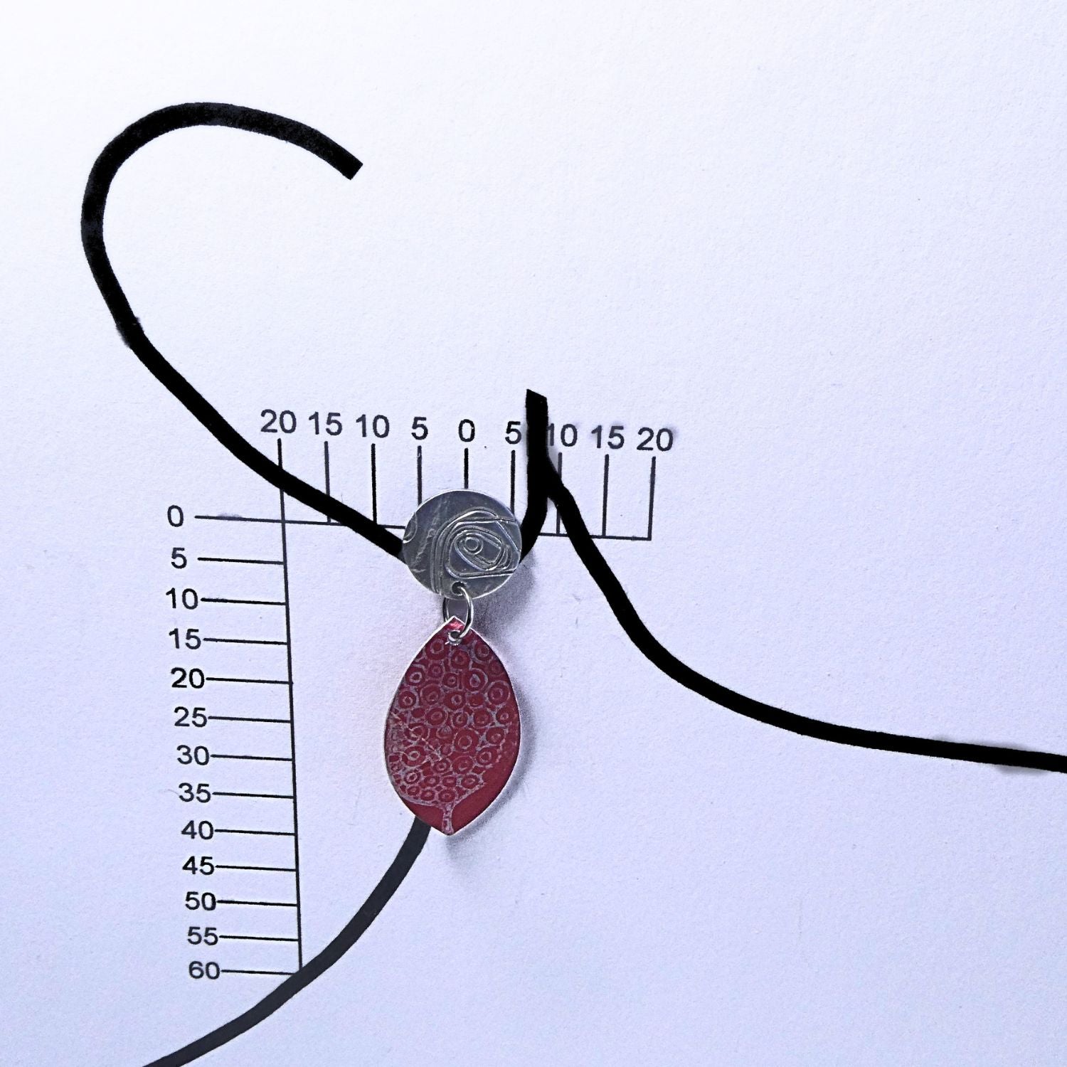 Hand printed anodised aluminium earrings - Scarlet Grace Collection