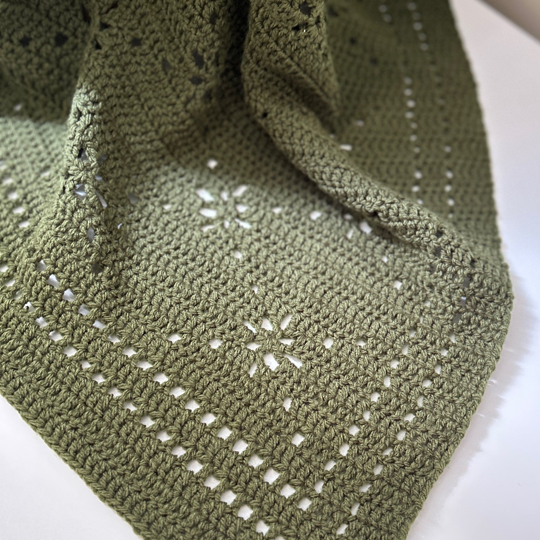 Forest Fields,  Handmade Forest Sage Green Crochet Baby Blanket, Modern Nursery Blanket