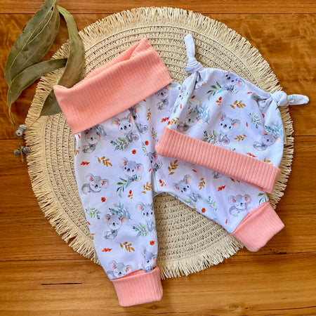 Baby Pants and Hat Set - Leafy Koalas