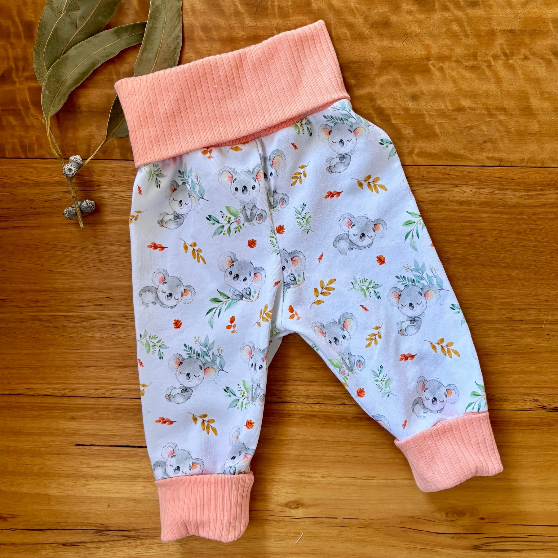 Baby Pants and Hat Set | Leafy Koalas | Size newborn to 2 | Made to Order