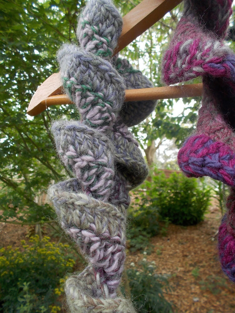 crochet scarf made from wool mohair blend yarn