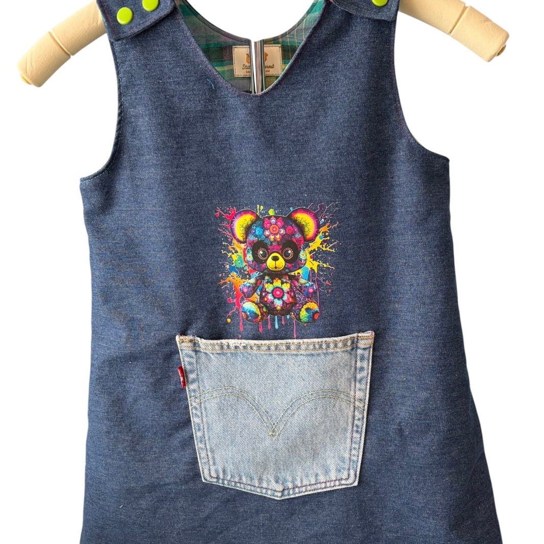 Denim Bear Pinafore Dress 2-3 years