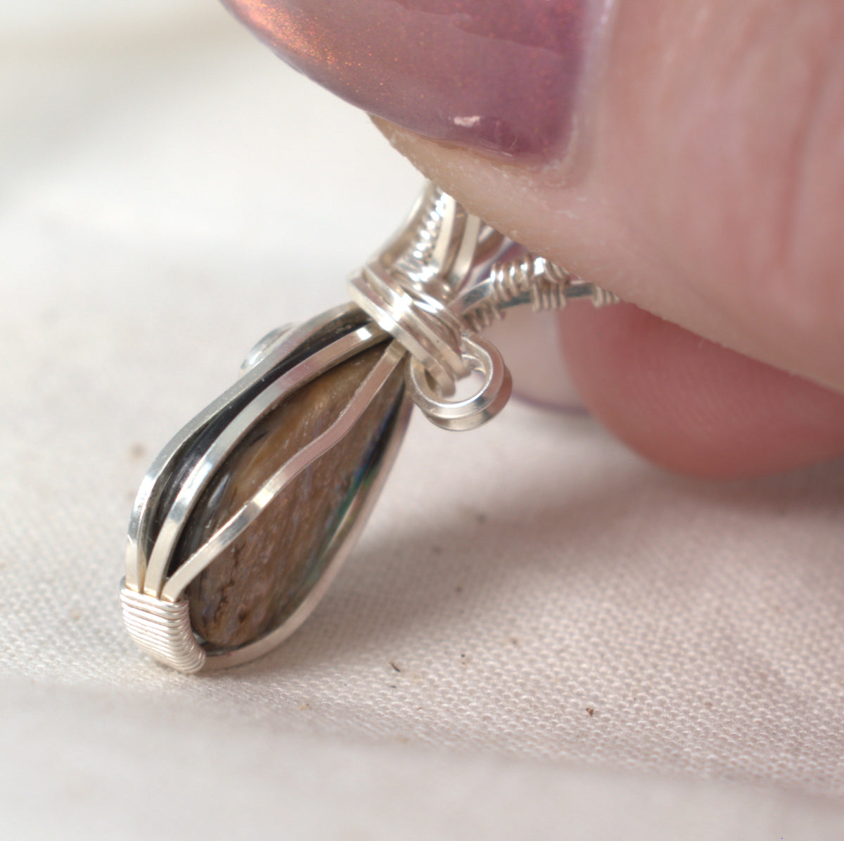 Wire-wrapped Abalone Doublet Keepsake Pendant