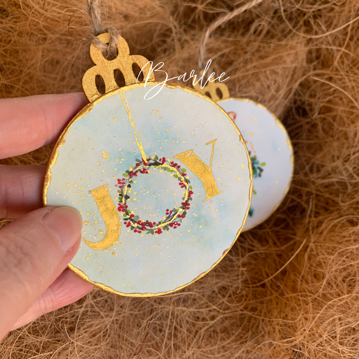Set of 2 Hand-Painted Christmas Decorations - Unique Ornaments