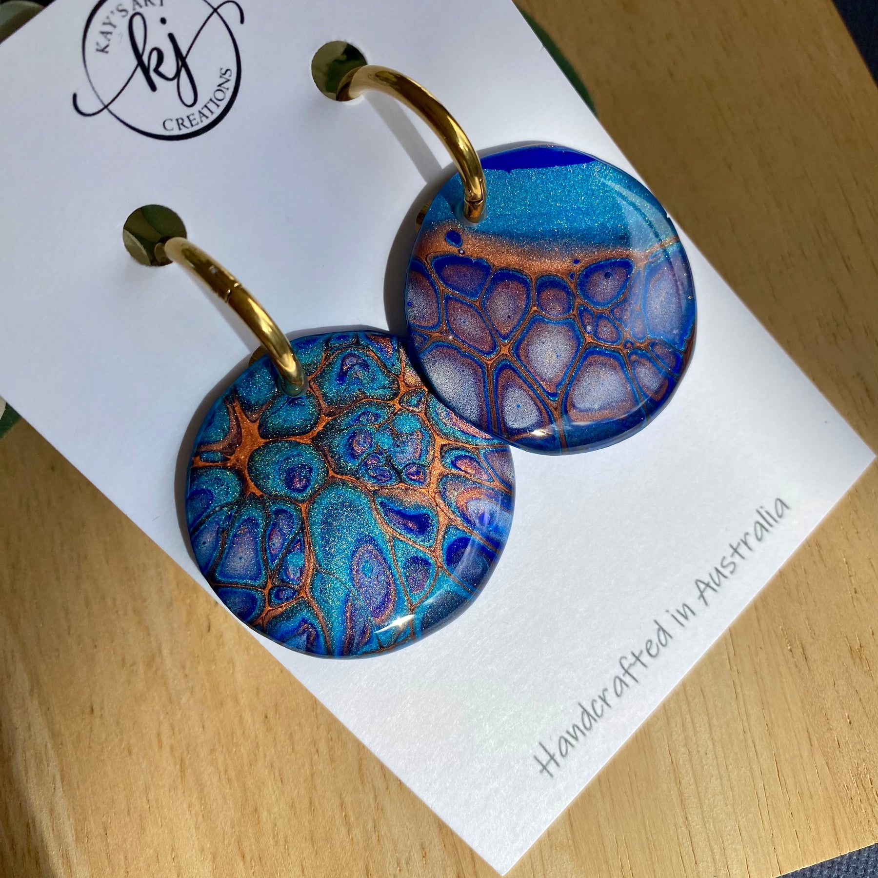 Copper Teal Huggie Hoop Earrings