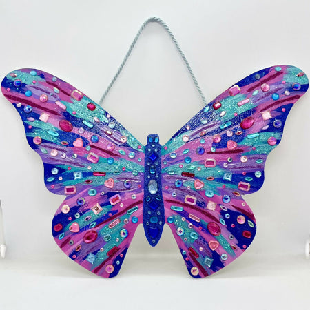 Butterfly painting with rhinestones and glitter