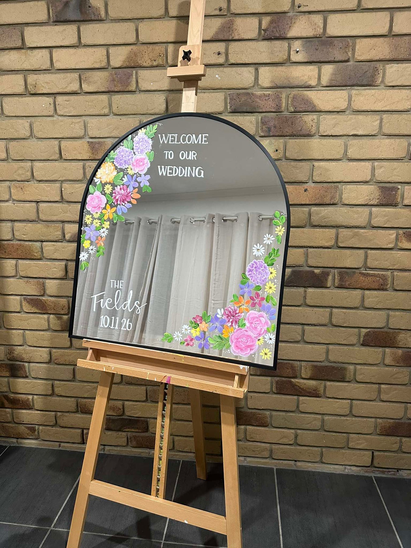 Hand Painted Arch Wedding Mirror | Custom Personalised Wedding Sign
