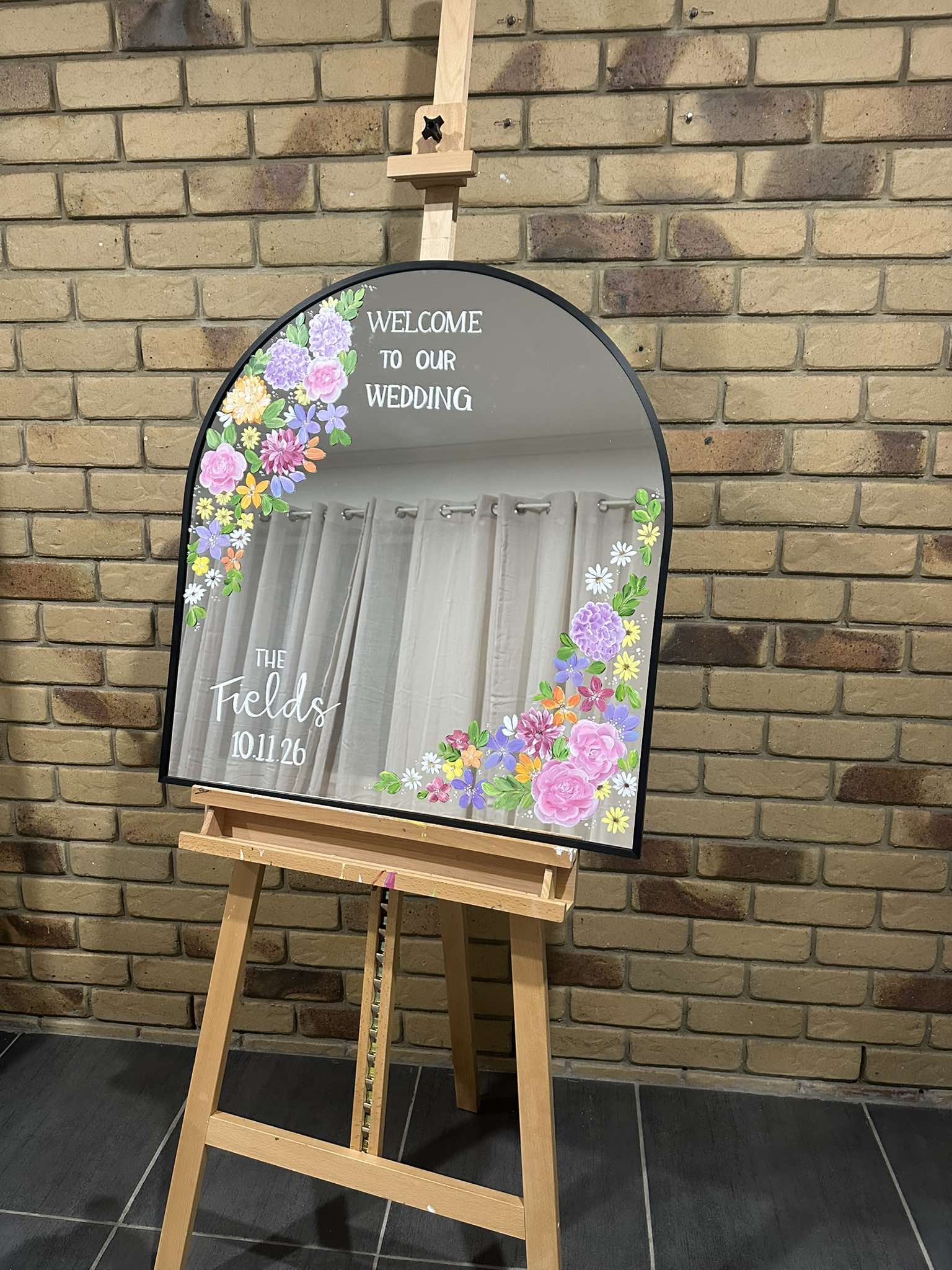 Hand Painted Arch Wedding Mirror | Custom Personalised Wedding Sign