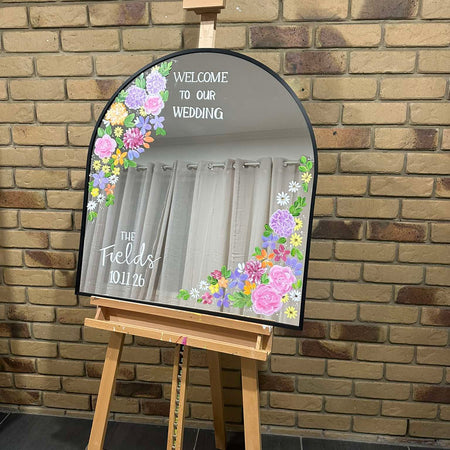Hand Painted Arch Wedding Mirror | Custom Personalised Wedding Sign