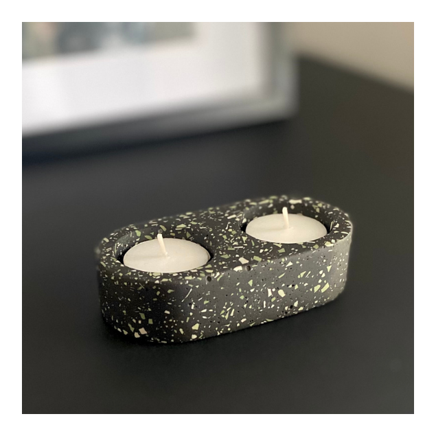 Double tealight holder |Terrazzo decor collection