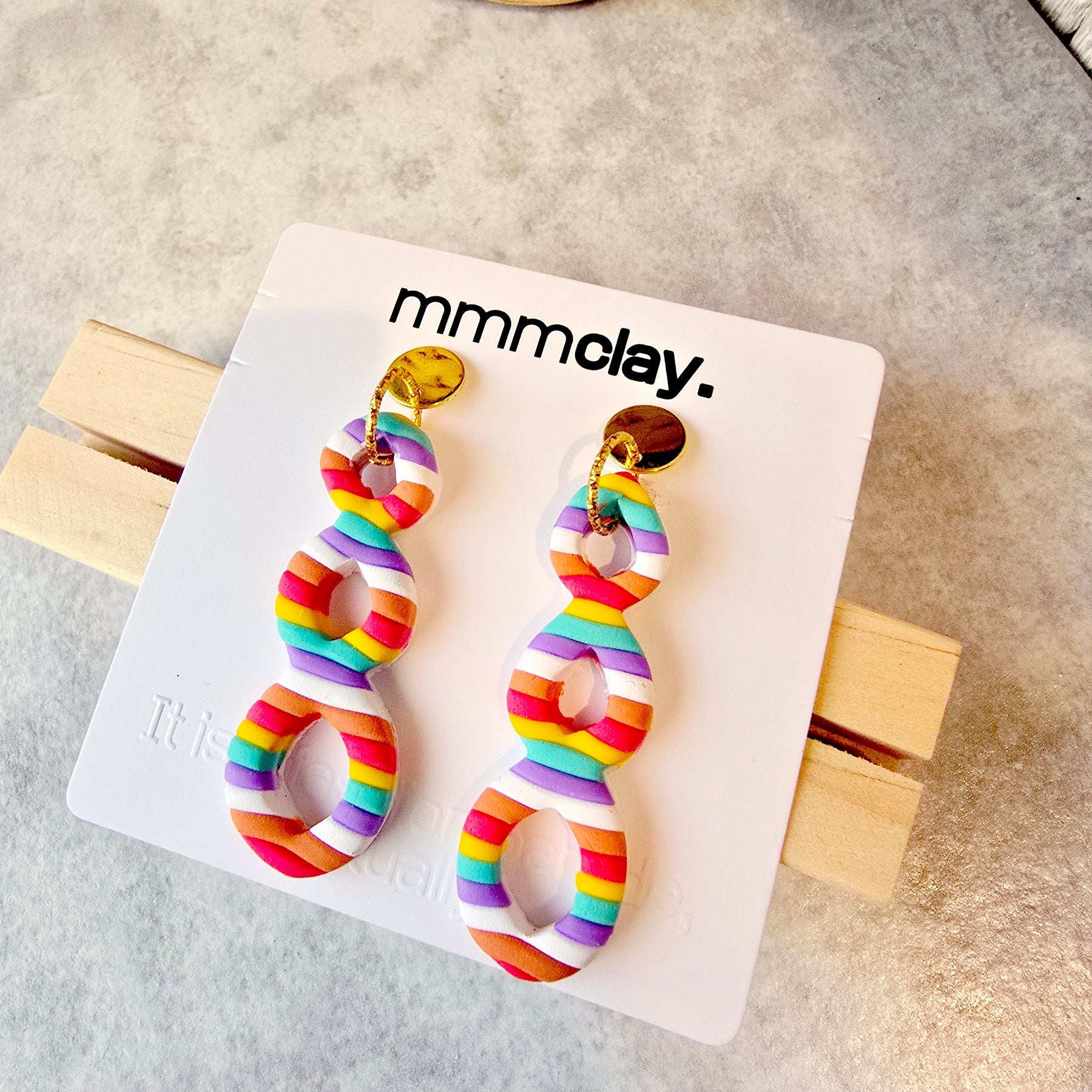 Candy Striped Triple Loop Cutout Drop Earrings