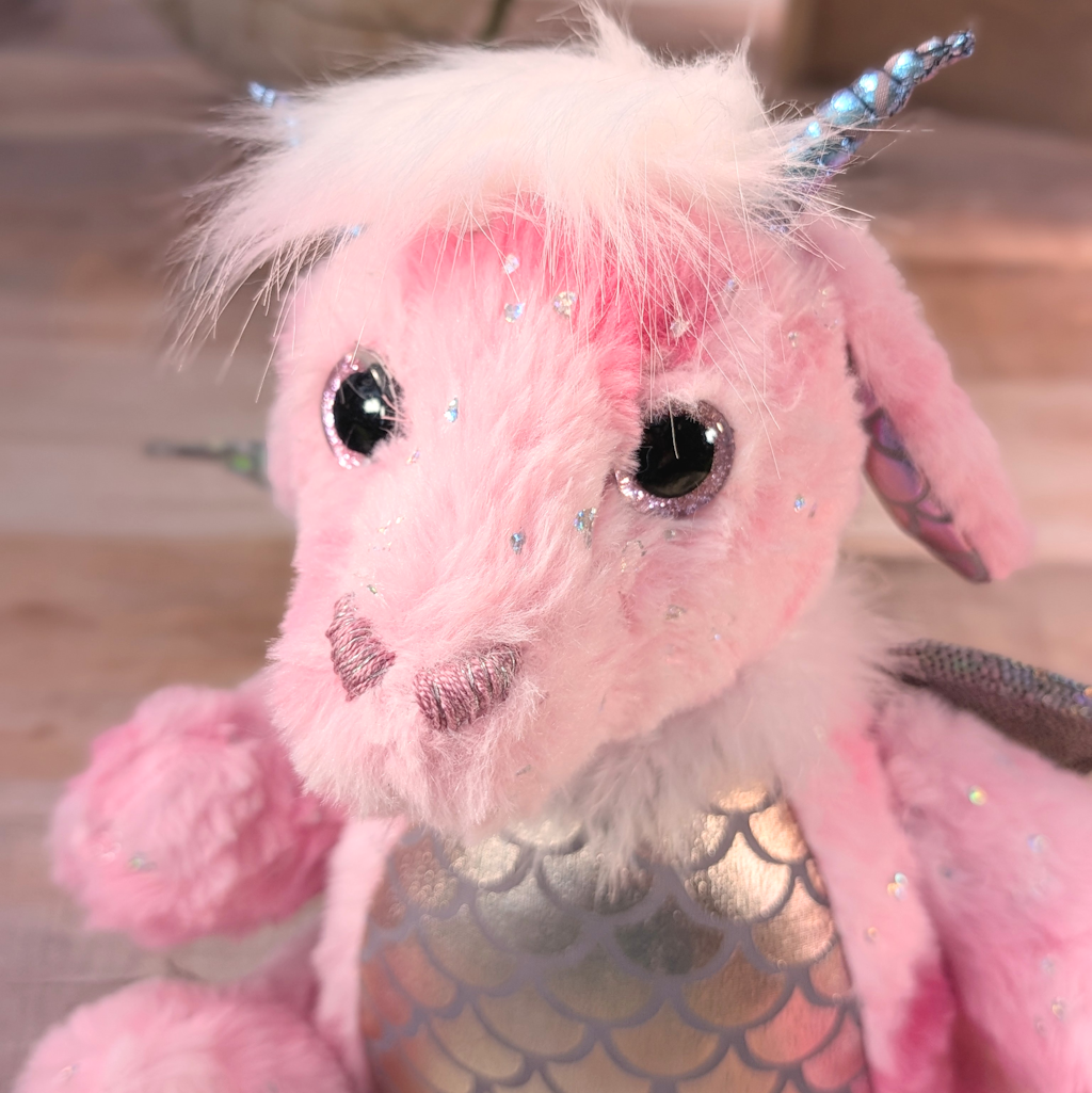 Handmade Pink Dragon Bear, OOAK Dragon, Khalinda